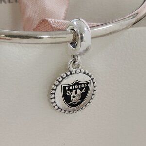 Pandora Las Vegas Raiders Football Helmet Bead Charm Pendant S925 Silver